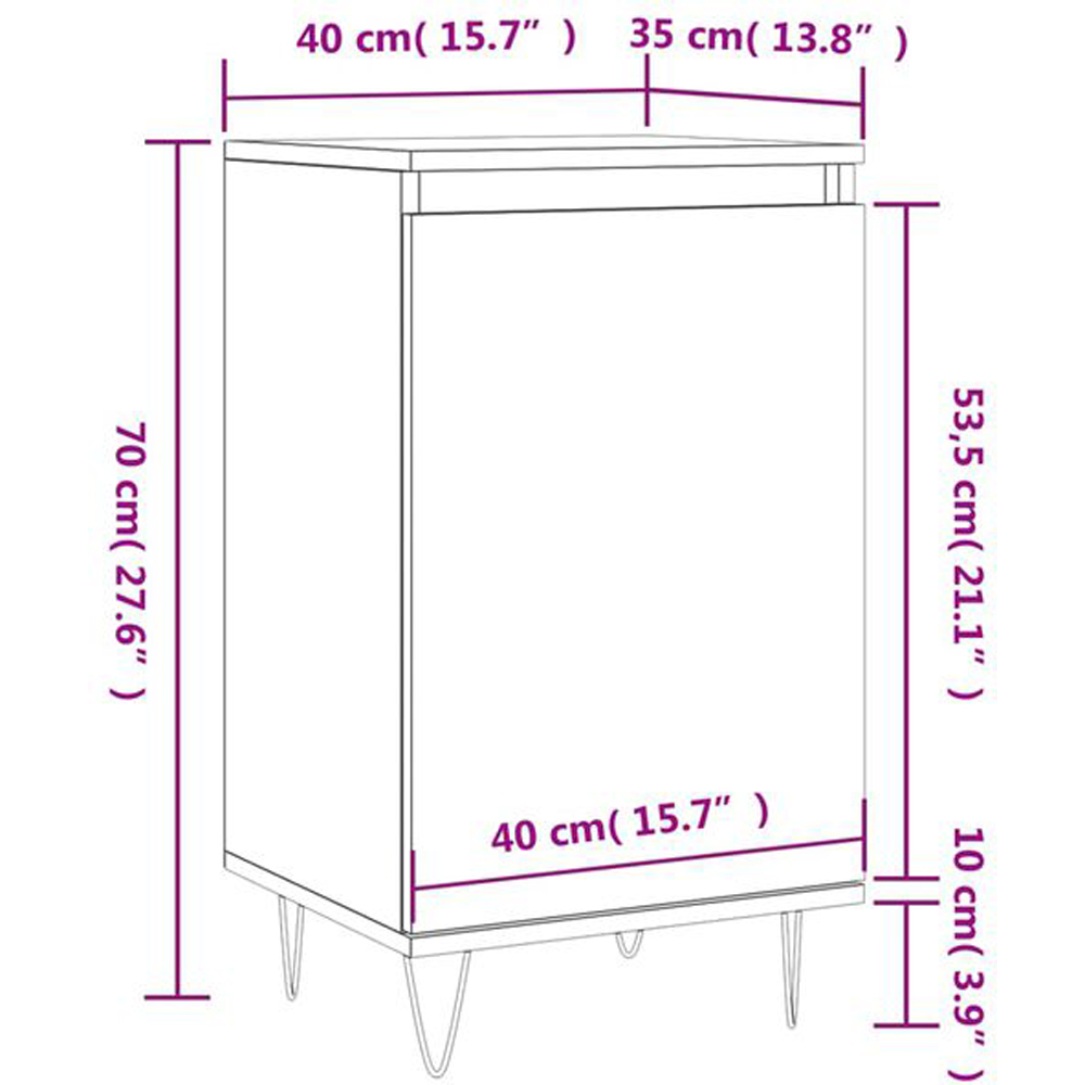 vidaXL Single Door White Sideboard Image 6