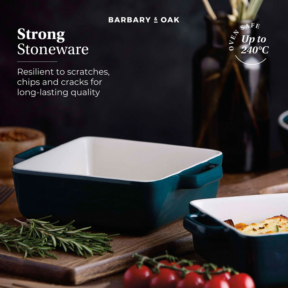 Barbary & Oak Nattura 20.5cm Set of 2 Agave Stoneware Square Baking Dish Image 3
