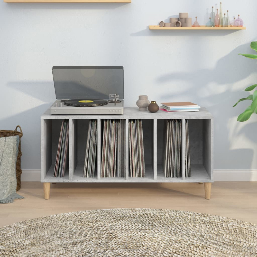 vidaXL 6 Shelf Concrete Grey Record Cabinet Image 7