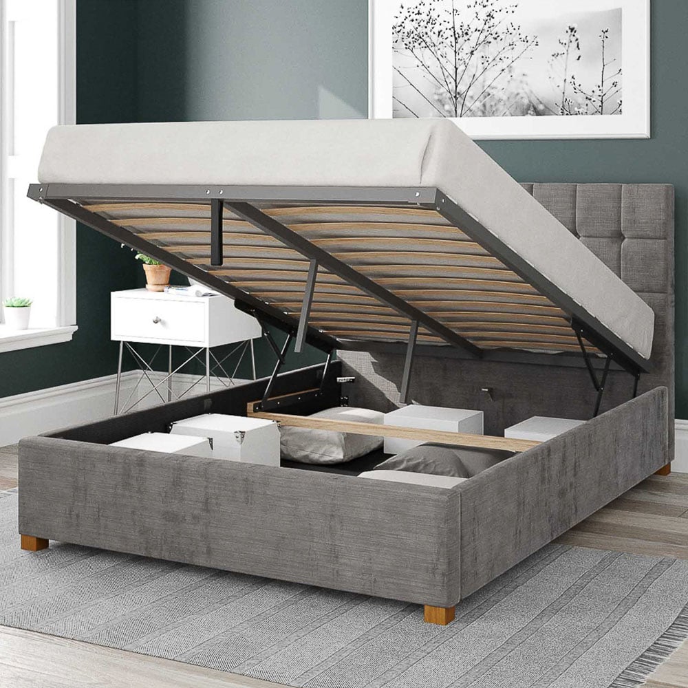 Aspire Sinatra Small Double Silver Firenze Velour Ottoman Bed Image 2
