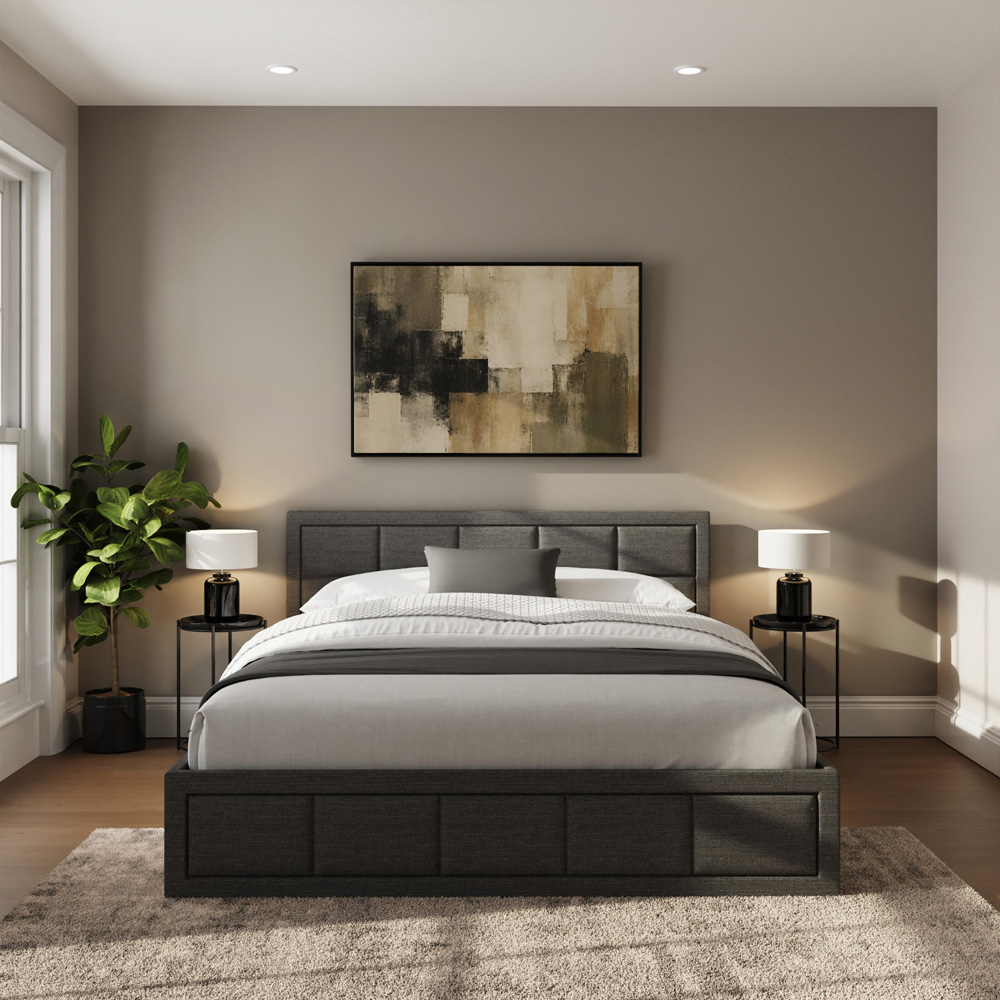 GFW Jamie King Size Grey End Lift Ottoman Bed with Memory Pocket Spring Mattress Image 2