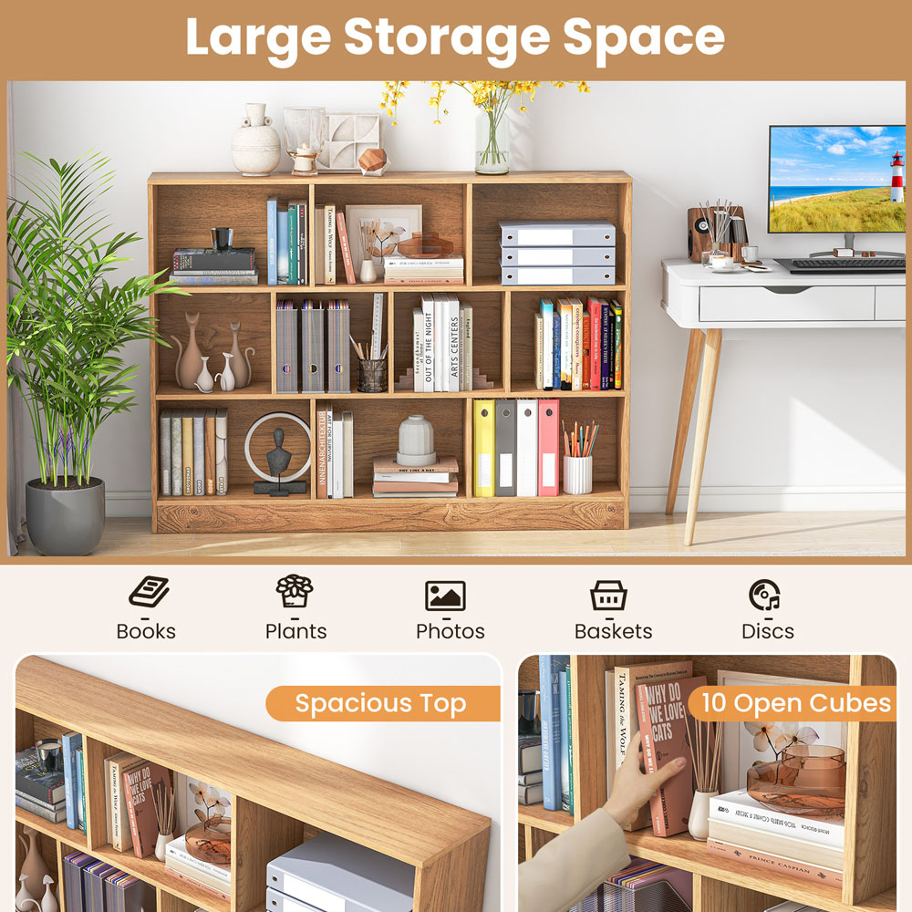 Costway 10 Cube Natural Bookshelf Image 6