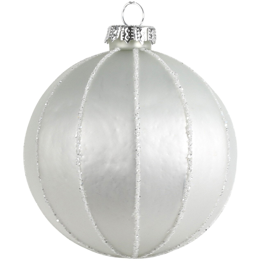 Single Chic Noir Matte Silver Glitter Ridged Bauble in Assorted styles Image 2