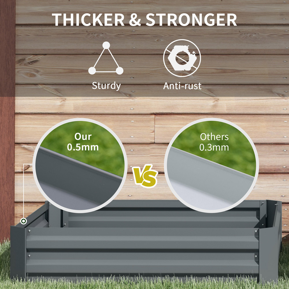 Outsunny Dark Grey Galvanised Easy Setup Raised Garden Bed Planter Box 2 Pack Image 6