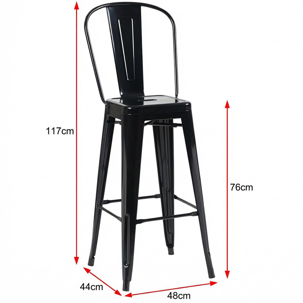 FWStyle Black Gloss Metal Bar Chair 4 Pack Image 6