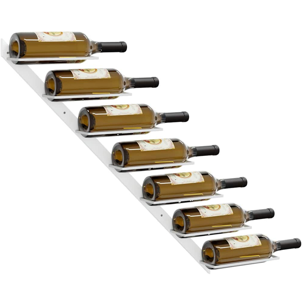 vidaXL 7 Bottle White Ladder Style Wall Mounted Wine Rack Image 3