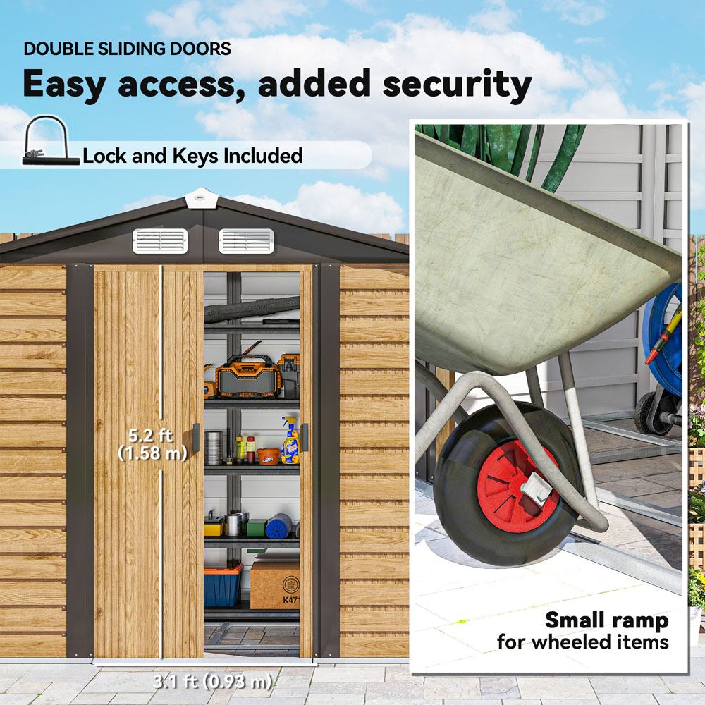 Outsunny 7 x 4ft Natural Metal Shed with Lock Image 6