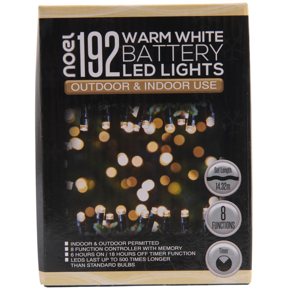 noel 192 Warm White LED Battery Operated Outdoor Lights Image 1