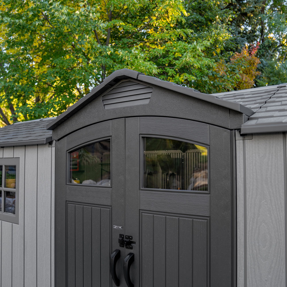 Lifetime Products 16.5 x 7ft Grey Side Entry Apex Garden Storage Shed Image 4
