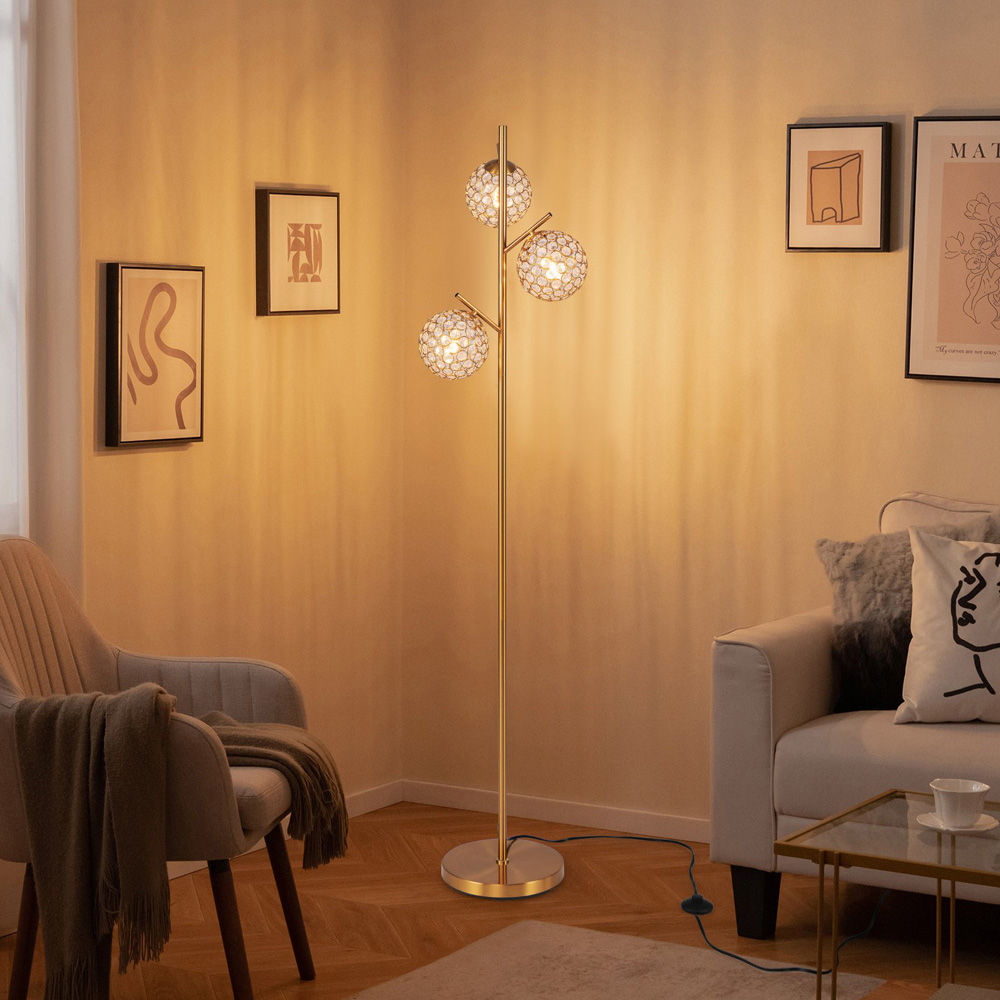 Costway Golden 3 Globe Acrylic Floor Lamp Image 4