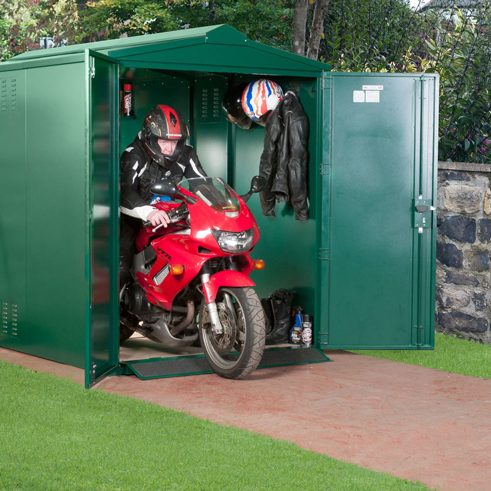Asgard Centurion 5x 9ft Double Door Grey High Security Apex Motorcycle Garage Image 4