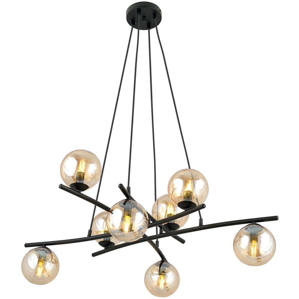 Emibig Essa 8 Light Amber Shade Black E14 Ceiling Pendant Light Image 3