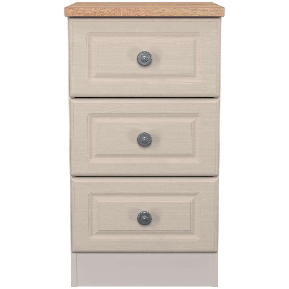 Crowndale Norfolk 3 Drawer Kashmir Ash and Bardolino Oak Bedside Cabinet Ready Assembled Image 2
