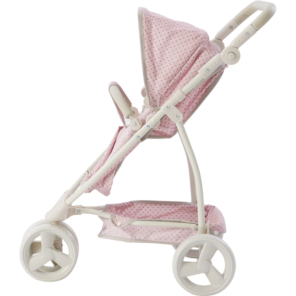 Teamson Kids Olivia's Little World 2 in 1 Pink and Grey Polka Dots Princess Baby Doll Stroller Image 4