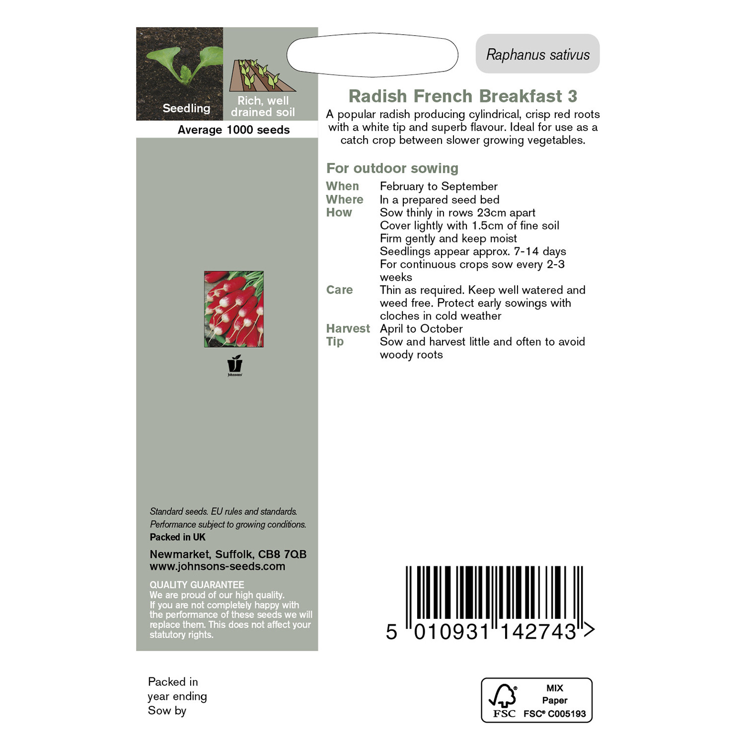 Johnsons French Breakfast 3 Radish Seeds Image 3