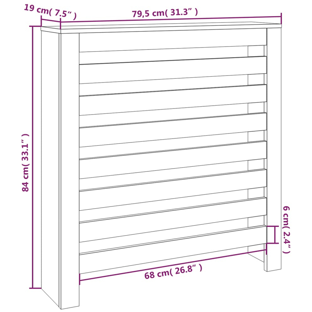 vidaXL White Solid Pine Wood Radiator Cover 79.5 x 19 x 84cm Image 6