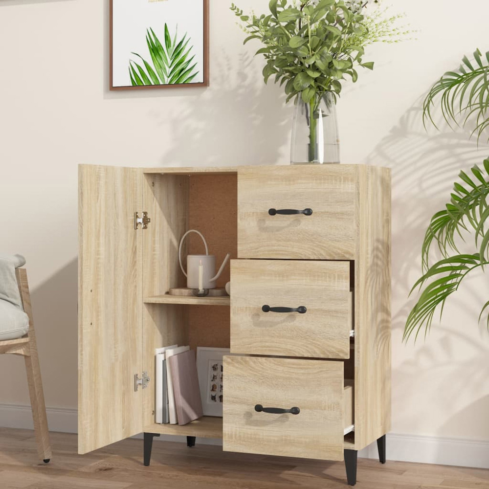 vidaXL Single Door 3 Drawer Sonoma Oak Sideboard Image 3