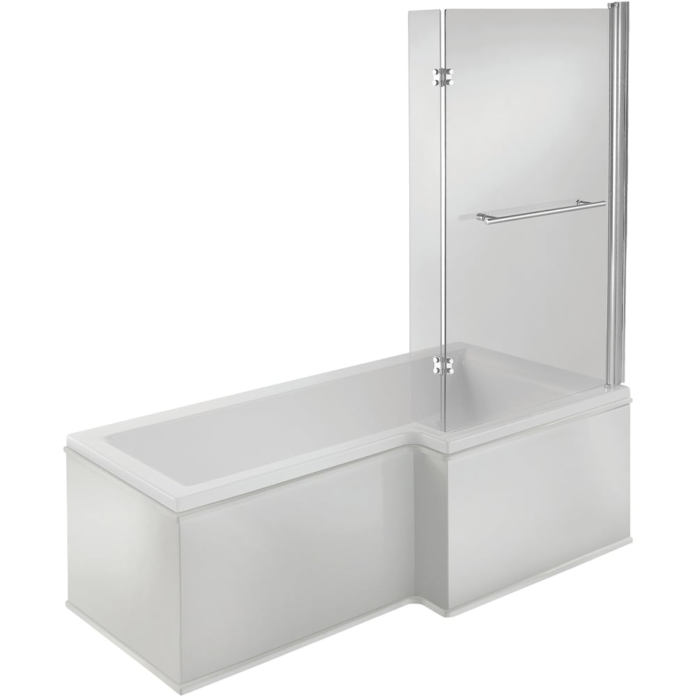 Bathstore Nazare Chrome Right Hand L-Shape Shower Bath Set 1700 x 850mm Image 1