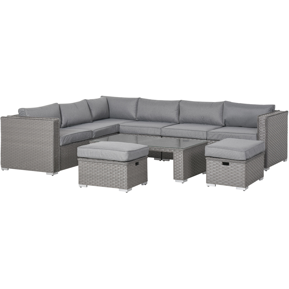 Outsunny 8 Seater Grey Rattan Sofa Lounge Set Image 2