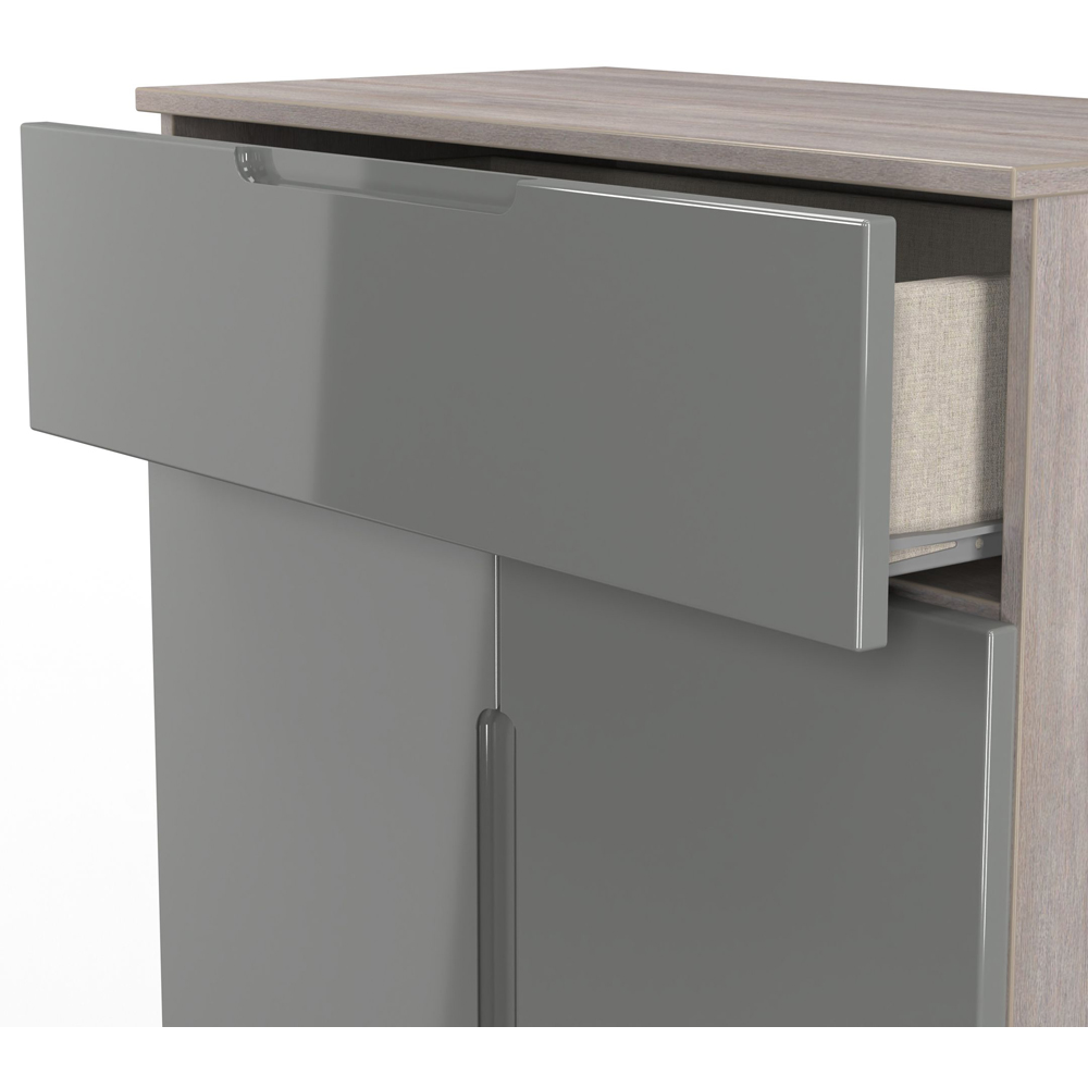 Crowndale Milan 2 Door Single Drawer Grey Gloss and Grey Oak Sideboard Ready Assembled Image 6