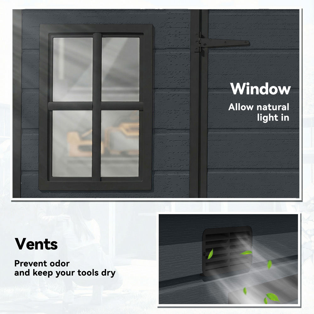 Outsunny 10 x 4ft Dark Grey Pent Garden Shed with Built-In Floor Image 4