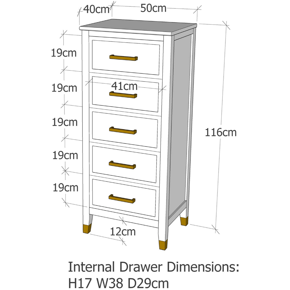 Palazzi 5 Drawer Red Narrow Chest of Drawers Image 9