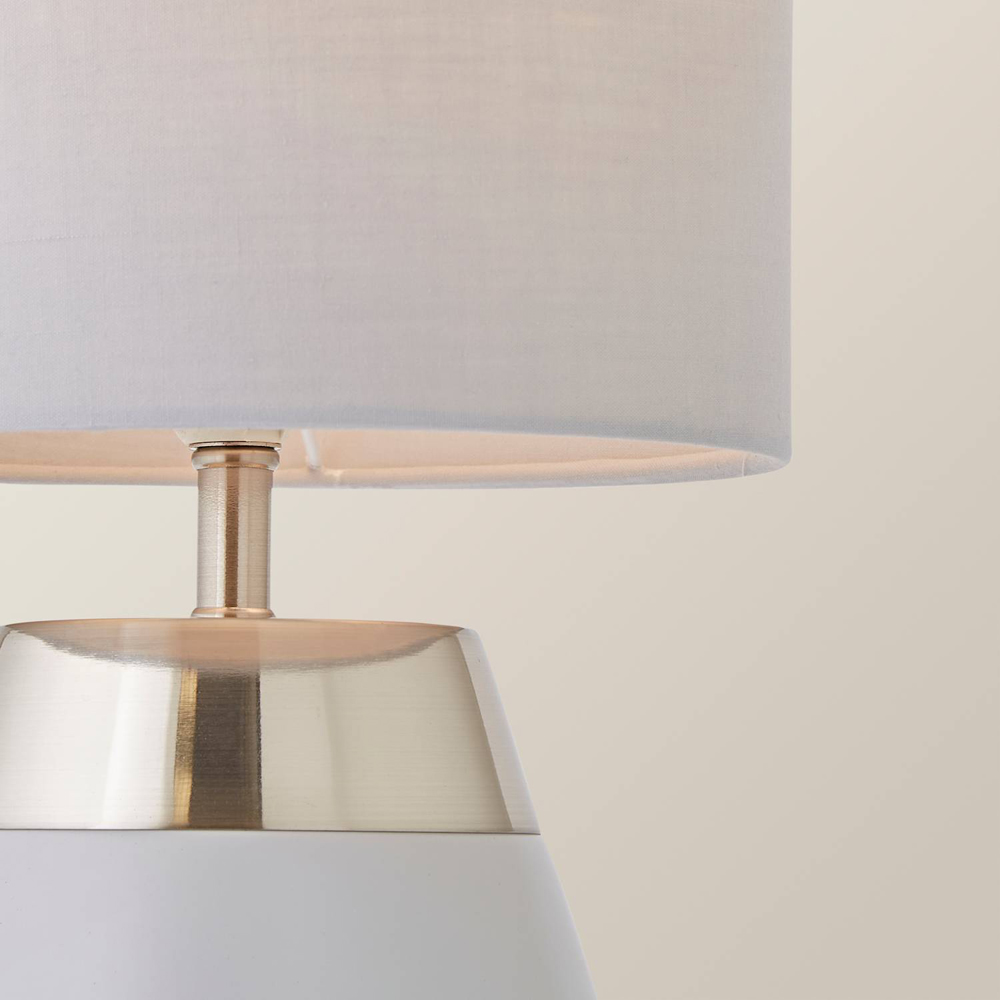 ValueLights Hurst Drum Shade Grey Touch Table Lamp with Bulb Image 3