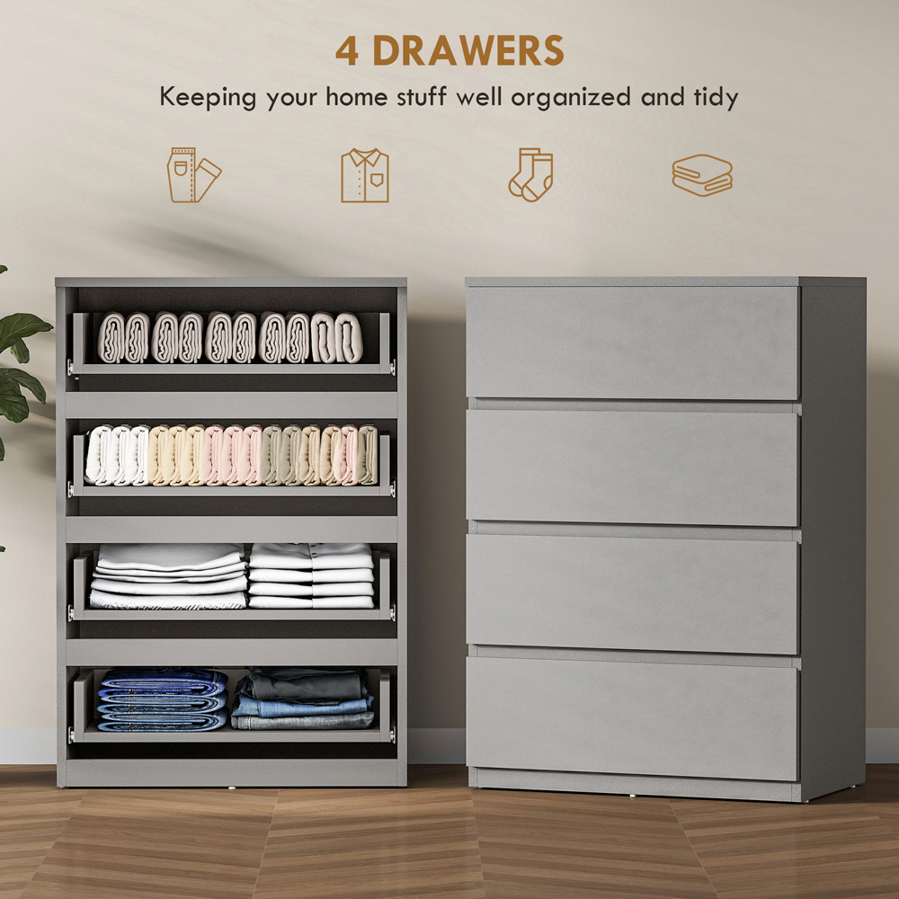 Portland 4 Drawer Grey Bedroom Chest of Drawers Image 8