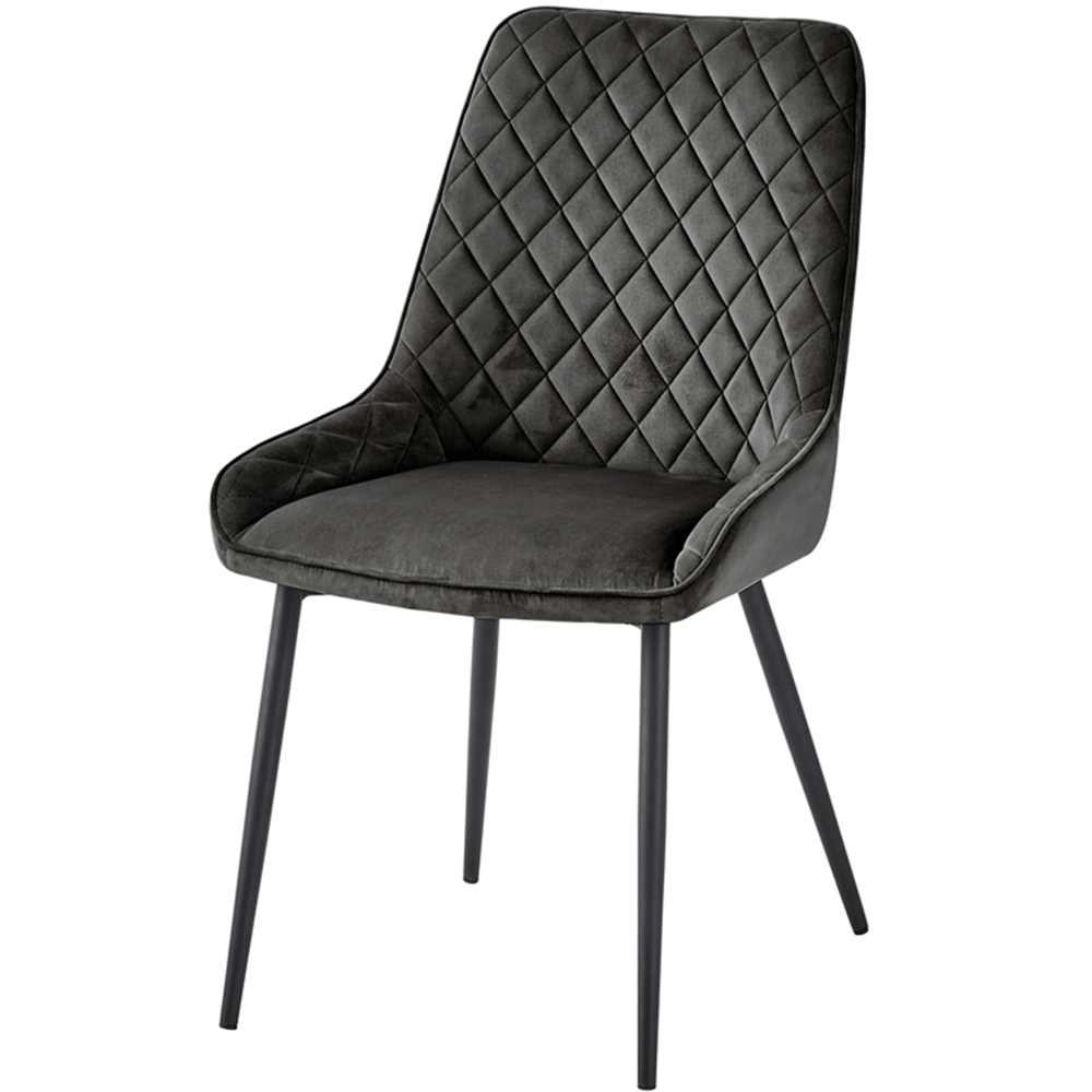 Baumhaus Signature Set of 2 Grey Velvet Dining Chair Image 2