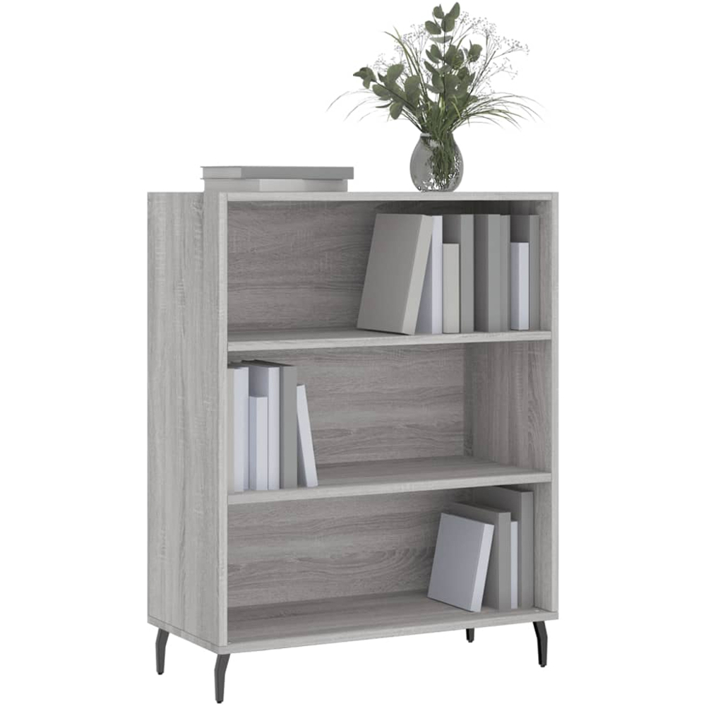 vidaXL 3 Open Shelf Grey Sonoma Shelf Cabinet Image 3