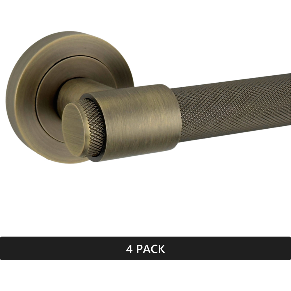 AXS Hardware Dakota Antique Brass Knurled Door Handles on Rose 4 Pack Image 5
