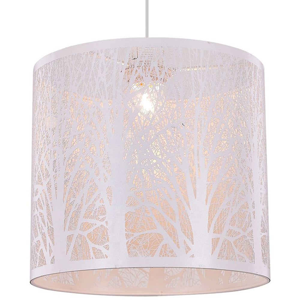 Happy Homewares Matt White Metal Forest Design Ceiling Pendant Shade Image 1