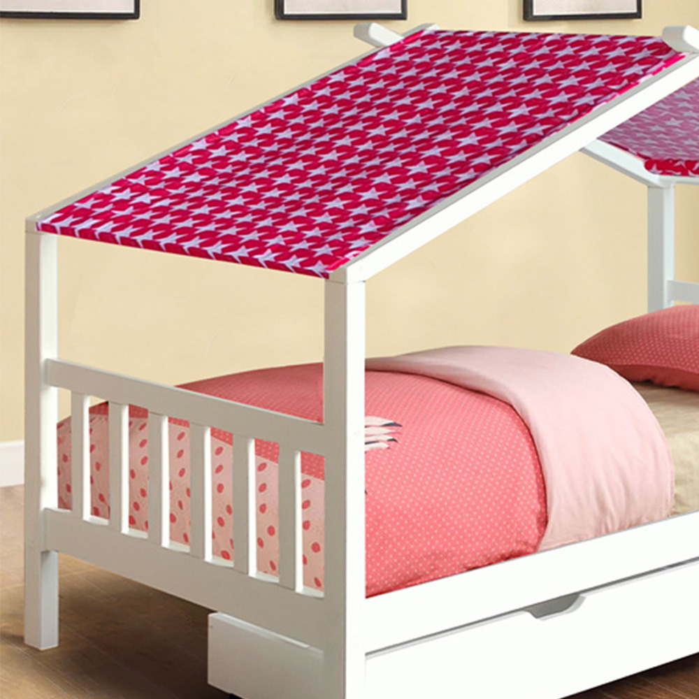 Brooklyn Single White 2 Drawer House Storage Bed with Red Tent Image 2