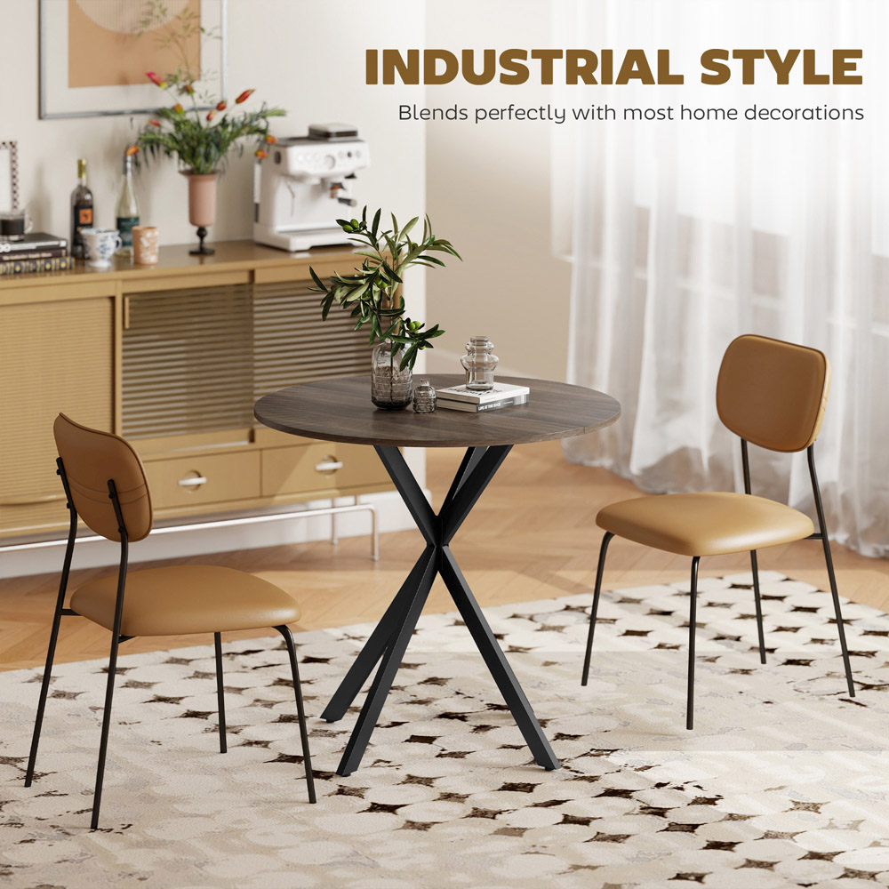Portland 2 Seater Industrial Round Dining Table Brown Image 7