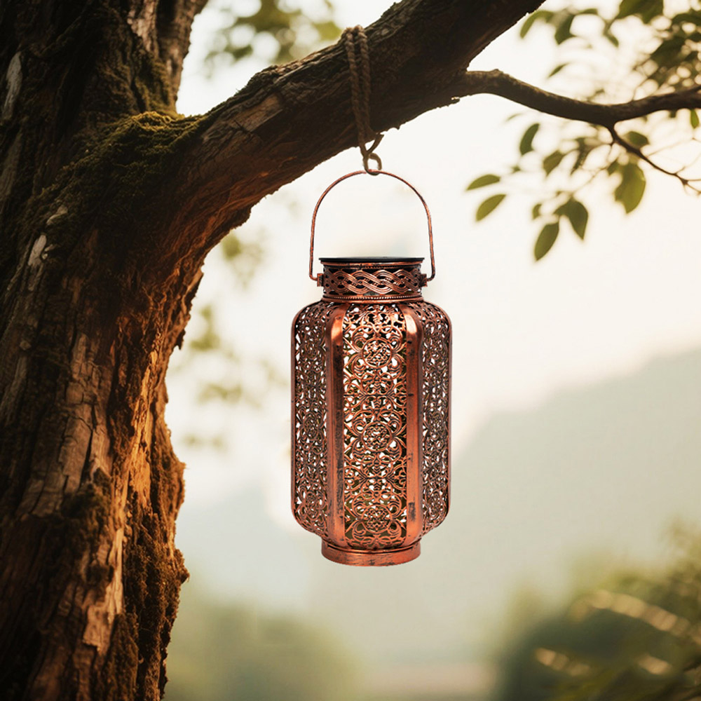 Avilo Hexagonal Prism Iron Solar Lantern Image 2