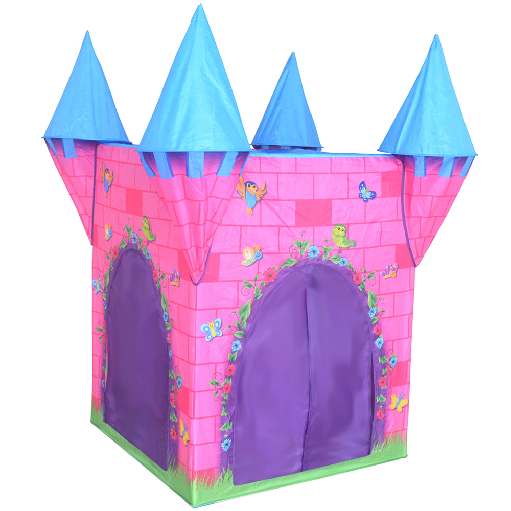 Charles Bentley Pink Children's Castle Play Tent Image 1