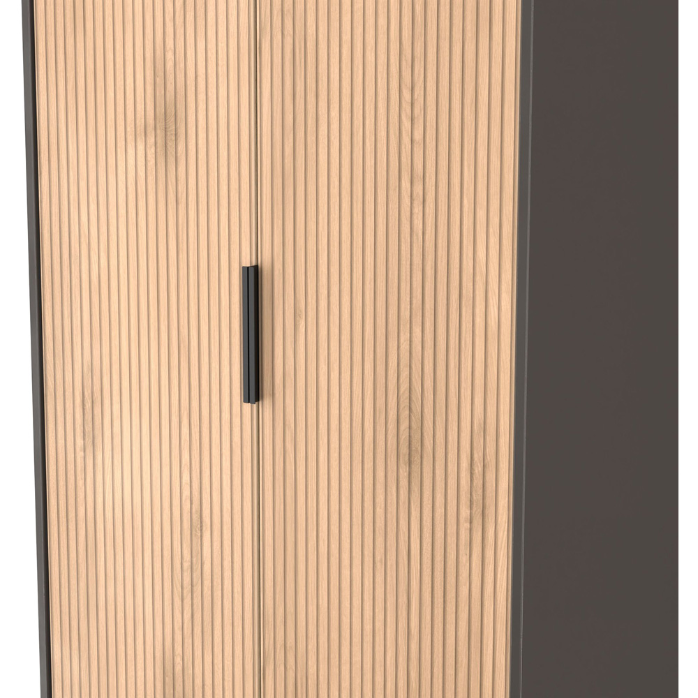 Crowndale Hong Kong 2 Door Slatt Effect and Graphite Tall Wardrobe Ready Assembled Image 5