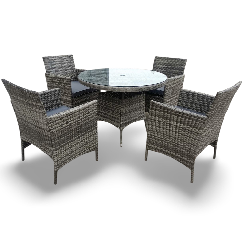 Outdoor Living Amazon 4 Seater Rattan Wicker Relaxed Dining Set Image 2