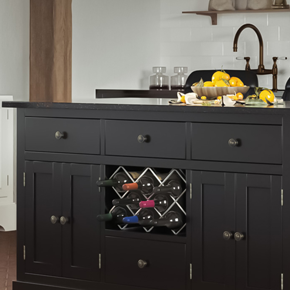 Baumhaus Kitchen Island 4 Door 4 Drawer Black Cabinet with Black Marble Worktop Image 2