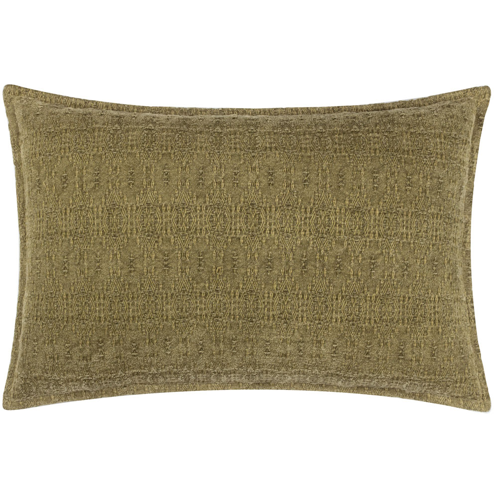 Yard Ramas Green Jacquard Polyester Filled Cushion Image 1
