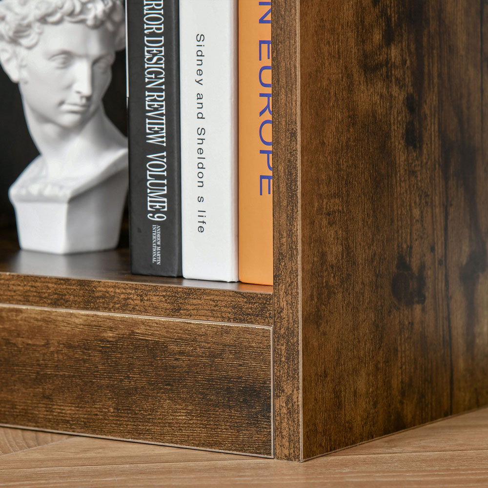Portland 3 Shelf Rustic Brown Bookcase Image 3
