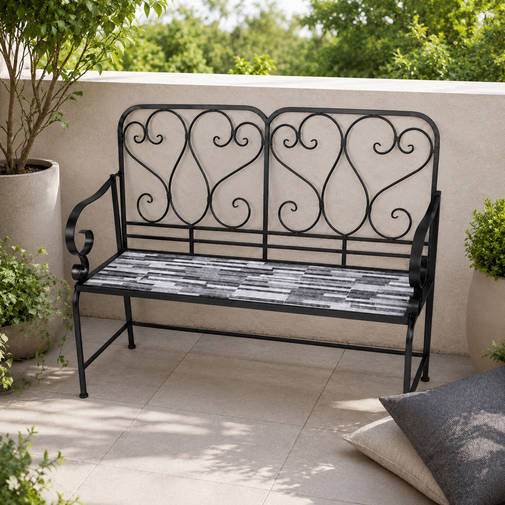 Shatchi Cascade Mosaic 2 Seater Garden Bench Image 5