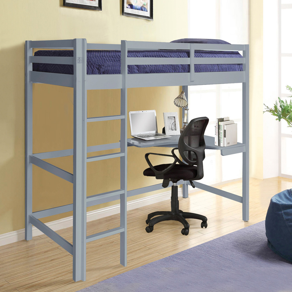 Comfy Living Single Grey High Sleeper with Corner Desk Image 4