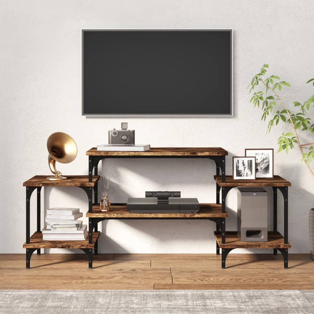 vidaXL 5 Shelf Smoked Oak Industrial Style TV Cabinet Image 3
