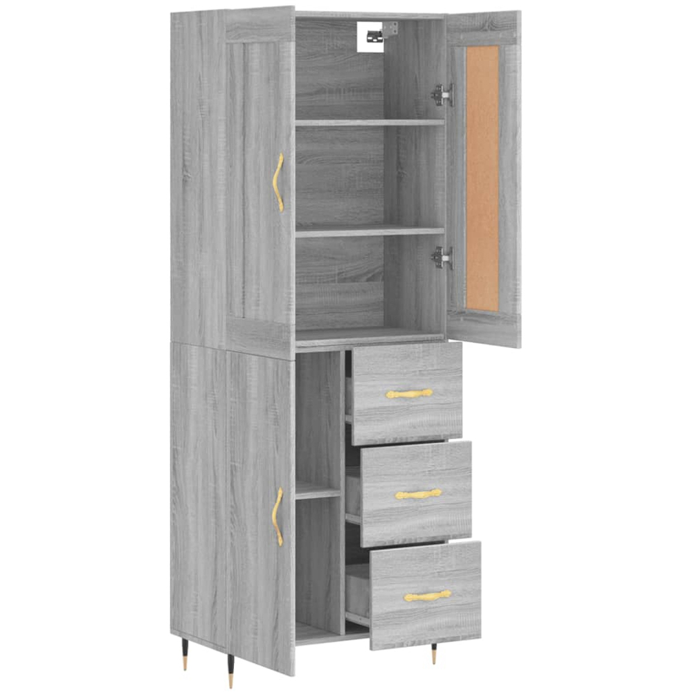 vidaXL 3 Door 3 Drawer Grey Sonoma Highboard Image 4