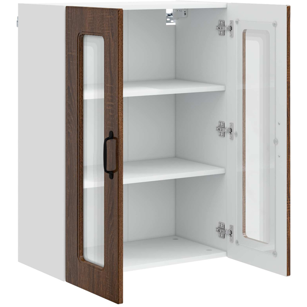 vidaXL 2 Glass Door Brown Oak Kitchen Wall Cabinet Image 5