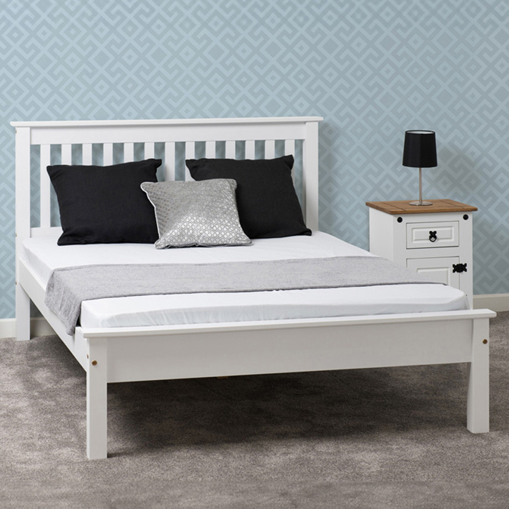 Seconique Monaco Double White Low End Bed Image 1