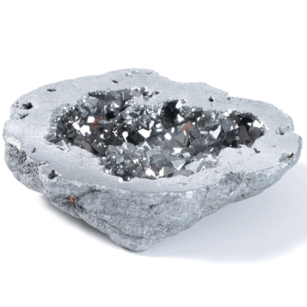 Myga Aura Silver Quartz Crystal Geode Image 2