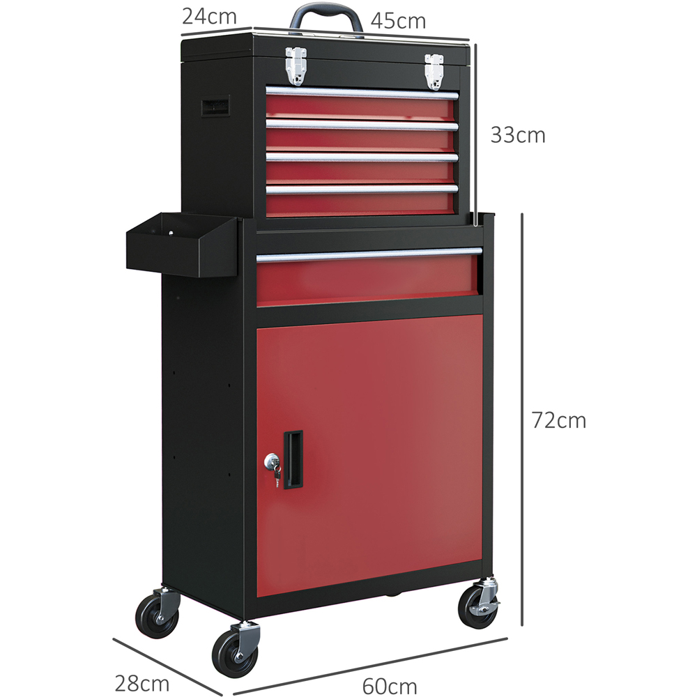 HOMCOM 5 Drawers Tool Cabinet on Wheels Image 9