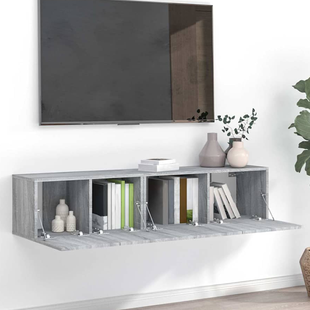 vidaXL 2 Door Grey Sonoma TV Cabinet Set of 2 Image 1
